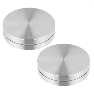 Conjuntos de louça 2 peças mesa giratória giratória suporte para prato bandeja de jantar suporte para bolo kit base rolamentos de disco circulares de alumínio grosso