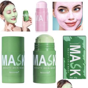 Altri articoli per la bellezza della salute Tè verde Rosa Maschera solida detergente Maschere in stick di argilla purificante Controllo dell'olio Anti-acne Melanzana Pelle del viso Ca Dh7Zr