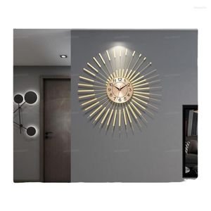 Estatuetas decorativas grande relógio de parede dourado silencioso design moderno cozinha criativa decoração de casa de luxo