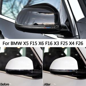 For BMW X3 X4 X5 X6 F25 F26 F15 F16 Carbon Fiber Rearview Mirror Anti-rub Strip Car Styling Anti-collision Stickers Accessories251V