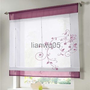 Curtain 1PC Roman New Curtains Flower Style Tulle Window For Kitchen European Design Printed Roman Curtains Perspective Cafe Decoration x0726