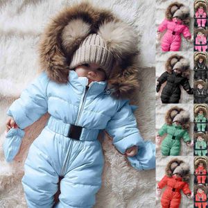 Zestawy odzieży zimowe ubrania niemowlę niemowlę snowsuit chłopiec dziewczyna romper kurtka z kapturem kombinezon ciepły gęsty płaszcz strój dla dzieci odzież wierzchnia odzież L230625 Z230726