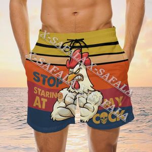 Men's Shorts Rooster Chicken Animal Funny Swimming Summer Beach Holiday Pants Sports Half Pants-2