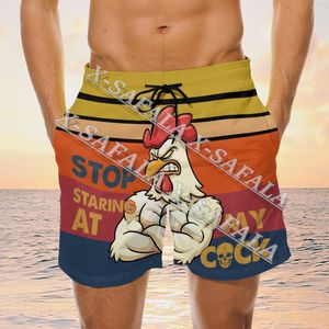 Herren-Shorts, Hahn, Huhn, Tier, lustig, Schwimmen, Sommer, Strand, Urlaub, Hose, Sport, halbe Hose-2