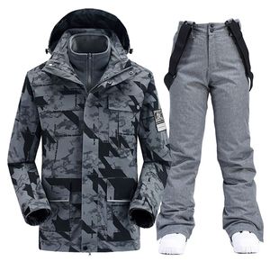 Jaquetas de esqui de inverno terno de esqui para homens à prova d 'água manter quente neve jaqueta calças à prova de vento ao ar livre montanha snowboard desgaste conjunto marca 230725