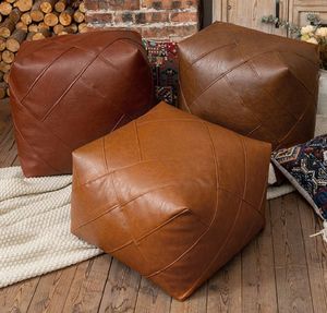 Pillow Nordic Style Moroccan PU Leather Cover Tatami Unstuffed Floor Meditation Pouf Home Decor Wax Ottoman