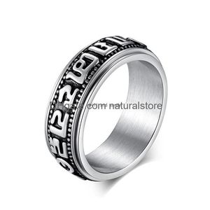 Anéis de banda retrô de aço inoxidável giratório anel dedo carta escrituras giratório alívio de pressão giratório para homens mulheres moda judeu Dhm0Y