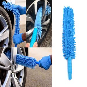 1 pç Escova extralonga flexível Macio Macarrão de microfibra Chenille Azul Lavagem de roda de carro Acessórios de limpeza de microfibra 225B