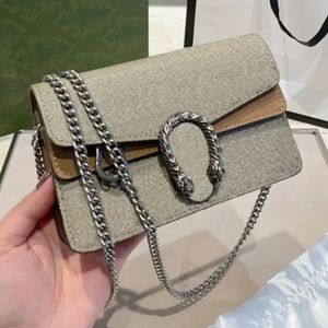 Classic Luxury Chain Fashion 2023 Plaid Flower Brand Wallet Vintage Ladies Brown Leather Handbag designer shoulder bag with box