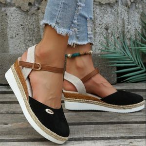 Sandały designerskie buty letnia kombinacja gladiator okładka palca klasyczne kobiety med obcasy klinowe sandał pięty plus siz 67