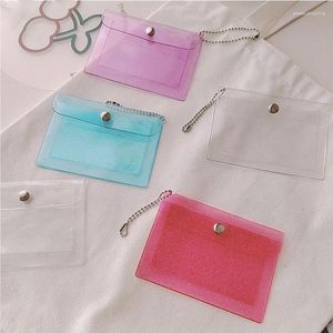 Card Holders Fashion Keyring Cute Bag Transparent Waterproof PVC Women Girls Case Business Holder ID Mini Wallet