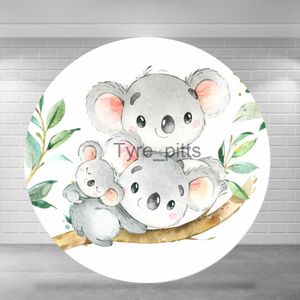 Bakgrundsmaterial Koala Cirkulär Bakgrund Children's Birthday Party Tyg Cirkulärt omslag Children's Baby Shower Foto Bakgrund Banner X0725