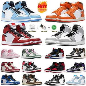 Jumpman 1 Tênis de Basquete Homens Mulheres 1S Universidade Azul Escuro Mocha Chicago Top UNC Hyper Royal High Bloodline Cetim-Snake Taupe Haze Treinadores Sapatilhas Eur 36-47