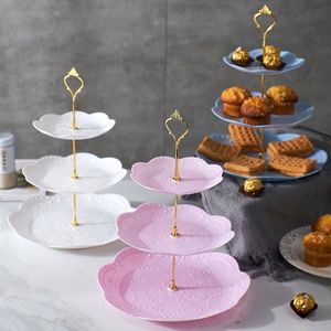 Candles Detachable Cake Stand European Style 3 Tier Pastry Cupcake Fruit Plate Serving Dessert Holder Wedding Party Home Decor 230726