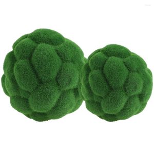 Decorative Flowers 2 Pcs Faux Greenery Moss Ball Floral Arrangement DIY Window 15X15X15CM Planters Foam Garden Topiary