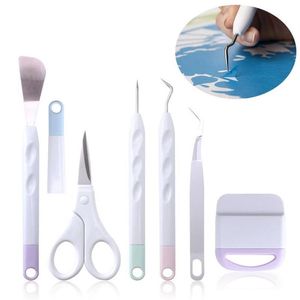 Set di utensili manuali professionali 6 pezzi per Cricut Maker Silhouette fai da te raschietto pinzette spatola kit diserbo strumenti artigianali in vinile S272q