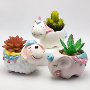 Candles Silicone mold elephant sheep flower pot succulent DIY making resin concrete vase cactus silicone mold home decoration tools 230726