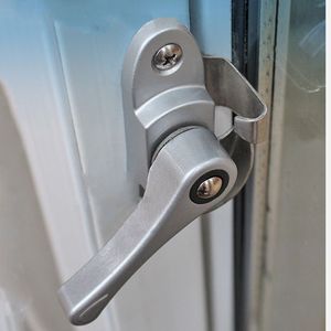 Liga de zinco prateada botão de acionamento trava de aço platic maçaneta da janela trava porta deslizante peça de hardware de móveis parafuso de tração