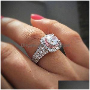 Cluster Rings Zircon for Women Engagement Gemstone Ring Bridesmaid Fashion Fine Jewelry Drop Delivery DHDPB