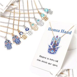 Kunst und Handwerk Damen Designer-Halskette Silber vergoldete Kette Klassischer böser Blick Hamsa Hand Charms Anhänger Schmuck Geschenk Drop Lieferung DHS4O