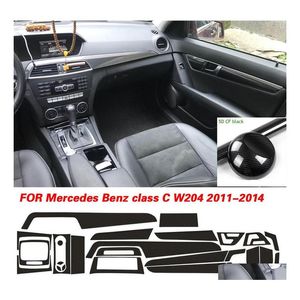 Autoaufkleber für Benz C-Klasse W204 2011–2014, Innen-Zentralsteuerung, Türgriff, 3D-5D-Carbonfaser-Abziehbilder, Styling, Drop Deli219e