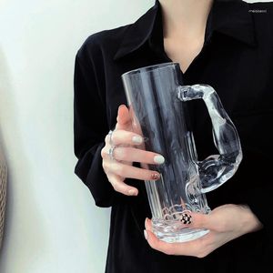 Şarap Gözlükleri Strongman Cam Kupa Yaratıcı Kahvaltı Süt Kahve Kupası İçki Şeffaf Parti Bira Büyük Kapasite