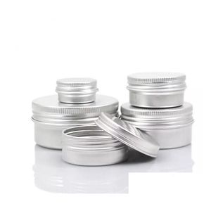 Perfume Bottle Empty Aluminum Cream Per Jar Tin 5 10 15 30 50 100G Cosmetic Lip Balm Containers Nail Derocation Crafts Pot Drop Delive Dhdci