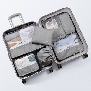 Förvaringspåsar 7 datorer resväska set kläder snygg arrangör garderob resväska påse fodral kub packning grejer
