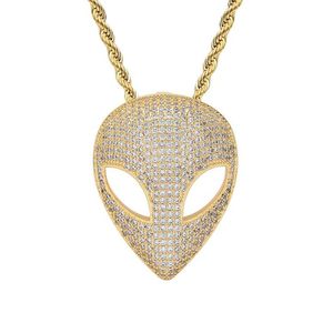 Hip Hop Claw Set CZ Stone Bling Iced Out Solid Alien Pendenti Collane per uomo Rapper Jewelry Drop Pendant219f