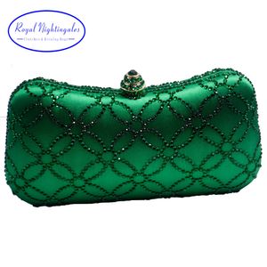 Evening Bags Flower Emerald Dark Green Crystal Clutch for Womens Party Wedding Bridal Handbag and Box 230725