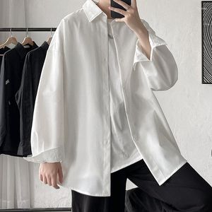 Camisas casuais masculinas 2023 homens oversize primavera manga longa camisa formal unissex mulher moda rua blusas roupas streetwear