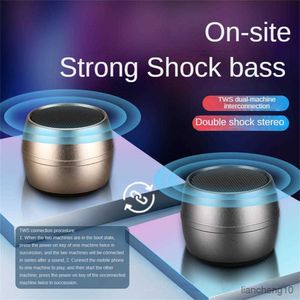 Taşınabilir hoparlörler yeni mini kablosuz bluetooth5.0 hoparlör alüminyum alaşım metal subwoofer stereo surround portatif açık havada küçük çelik R230727