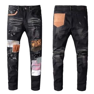 Designer Miri Dżinsy dla męskich Czarne chude zbite dżinsy męskie dżinsy chude proste motocykl modne motoryza