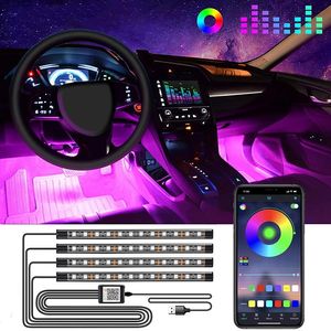 Auto Interior Light RGB LED Decorative Strip With USB Wireless Remote Music Control Multiple Modes Car Foot Light203c