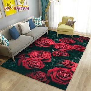 Carpets European Luxury Flower Rose Leaf Area Rug Carpet Rug for Living Room Bedroom Sofa Doormat Decoration Kitchen Non-slip Floor Mat