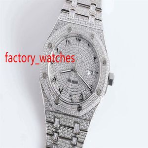 Högkvalitativa herrklockor Arabiska nummer Iced Silver Case Diamond Face Watch 42mm Automatiska mekaniska män Armswatch241w