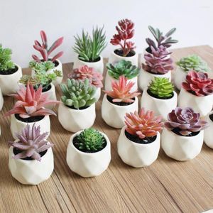 Decorative Flowers Mini Artificial Succulent Plants Office Desktop Bonsai Aloe Table Potted Ornament Home Decoration Fake