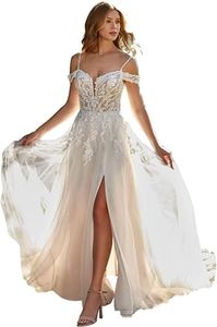 Plus Size Bridal Gowns Wedding Dresses Spaghetti Straps Lace Appliques Beadding Side Split A-Line Wedding Dress