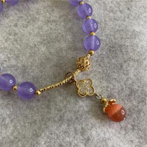 Charm Bracelets estilo 8mm jade natural violeta miçangas redondas pulseira para mulheres presentes de natal pingente corrente pedra de energia 7,8 polegadas y866