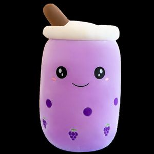 Plush Pillows Cushions 24cm Bubble Tea Plush Toy Boba Fruits Juice Drink Bottle Plushie Grape Pineapple Apple Strawberry Avocado Pearls Milk Tea Gift 230725