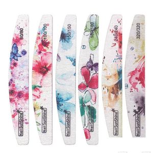 Nail Files New File Flower Printed Buffer Block 80/100/150/180/240/320 Grit Washable Manicure Kit Drop Delivery Health Beauty Art Salo Dhvfm