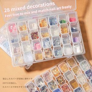 Stickers Decals 28Pcs nail art glitter Crystal Mixed Net Red Nail Art Jewelry Flat Bottom Water Diamond Metal Shell Bowknotnail parts 230726