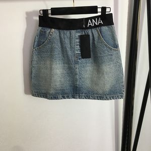 Elastik bel elbise moda mektupları örgü etekler bayanlar denim elbiseler açık hip hop etek cep tasarım elbiseler giyim