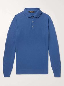 Designer-Herren-Poloshirts Loro Piana, langärmeliges Slim-Fit-Poloshirt aus Babykaschmir, modische Herbst- und Winteroberteile