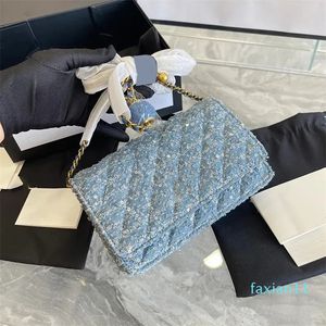 Borsa a tracolla di design Classic Mini borsa a catena a conchiglia trapuntata Smash Ball Portacarte a spalla diagonale Designer Tote Borsa con paillettes in denim da donna