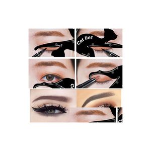 Inne produkty zdrowotne Piękno łatwy do powiek eyeliner makijaż narzędzia do kota zestawu szablonu szablonu karty makijażu DHT3W