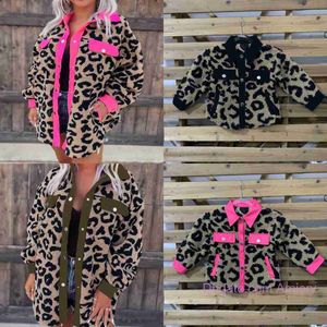 Nya 2023 Autumn Winter Women Kids Jacket Leisure Plush Clothing Girls Women's Leopard Pattern Jackets Cardigans Topps rockar