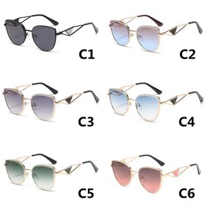 Fashion Cat Eye Mirror Woman's Sunglasses Metal Frame Gradient Lenses Man Sun Glasses Big Frame Eyeglasses