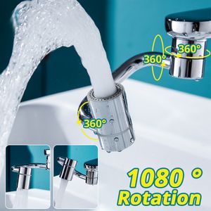 Bathroom Sink Faucets Metal Brass 1080° Rotation Faucet Extender Universal Sprayer Head Aerator Bubbler Nozzle Kitchen Tap Washbasin Robot Arm 230726