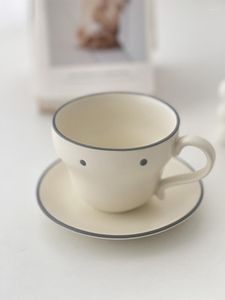 Mugs Beige Polka Dot Coffee Cup Japanese Frosted Beautiful Espresso Ceramic